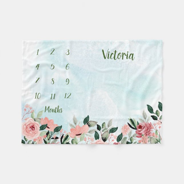 Personalized Baby Milestone Fleece Blanket (Front (Horizontal))