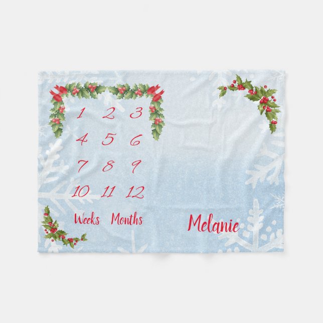 Personalized Baby Milestone Fleece Blanket (Front (Horizontal))