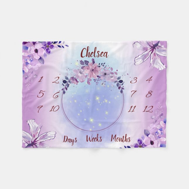 Personalized Baby Milestone Fleece Blanket (Front (Horizontal))