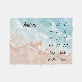 Personalized Baby Milestone Fleece Blanket