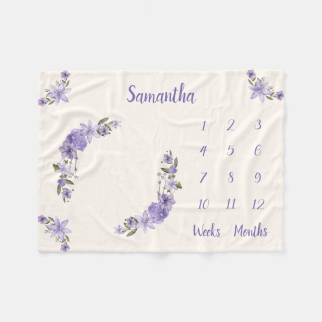 Personalized Baby Milestone Fleece Blanket (Front (Horizontal))