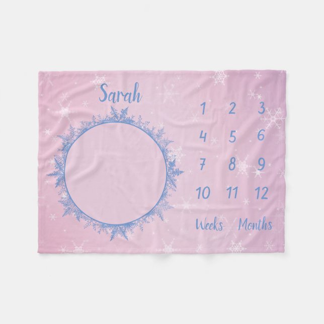 Personalized Baby Milestone Fleece Blanket (Front (Horizontal))
