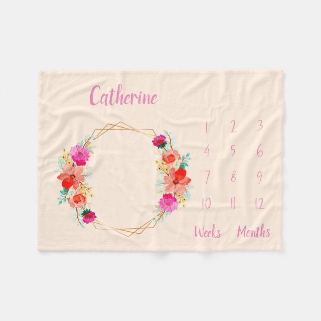 Personalized Baby Milestone Fleece Blanket (Front (Horizontal))