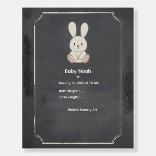 Personalized Baby Milestone Wall Art Bunny Nursery Foam Board