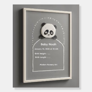 Personalized Baby Milestone Wall Art Panda Nursery Foam Board