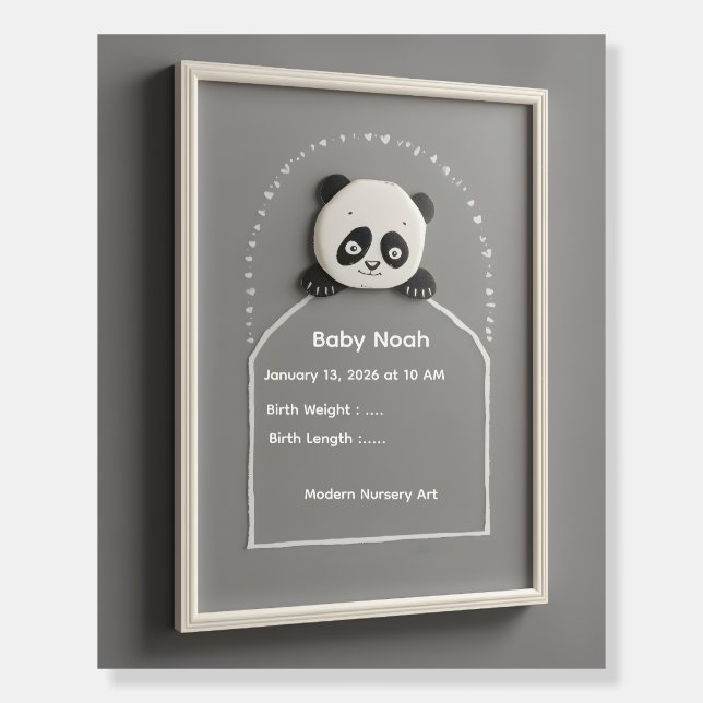 Personalized Baby Milestone Wall Art Panda Nursery Foam Board (Front)