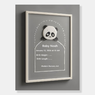 Personalized Baby Milestone Wall Art Panda Nursery Foam Board