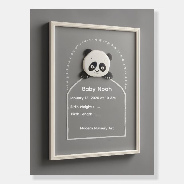 Personalized Baby Milestone Wall Art Panda Nursery Foam Board (Front)