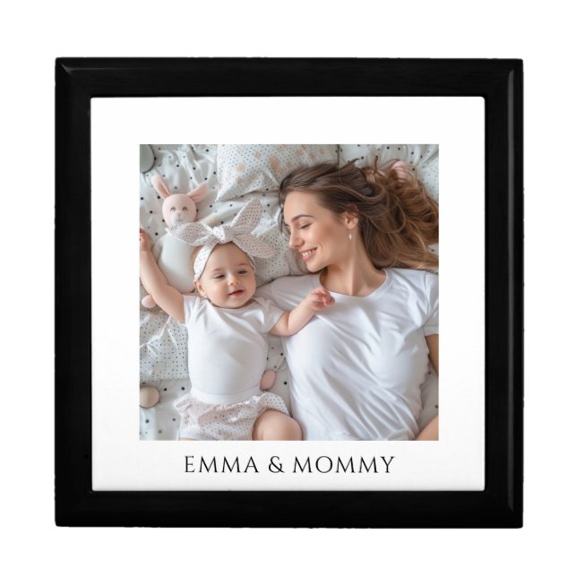 Personalized Baby Mom Photo Wood Keepsake Box (Front)