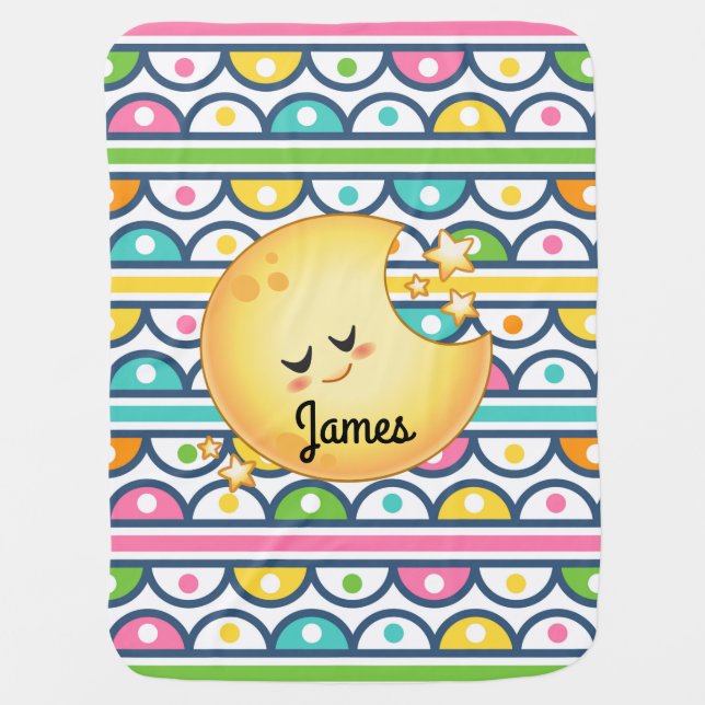 Personalized Baby Moon  Baby Blanket (Front)