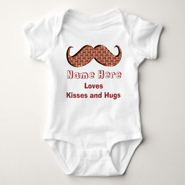 Personalized Baby Mustache Clothes One Piece Baby Bodysuit (Front)