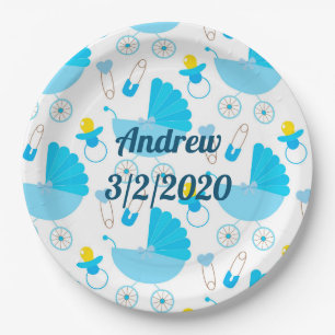 Personalized Baby Name and Birth Date Paper Plates