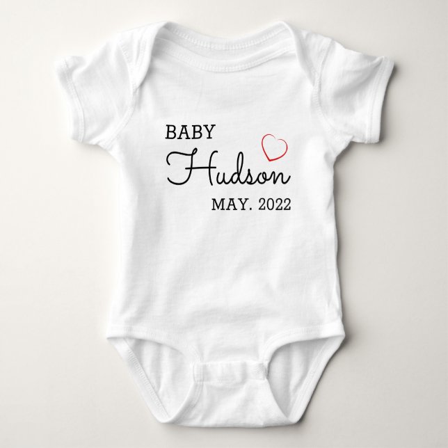 Personalized Baby Name Announcement Baby Bodysuit (Front)