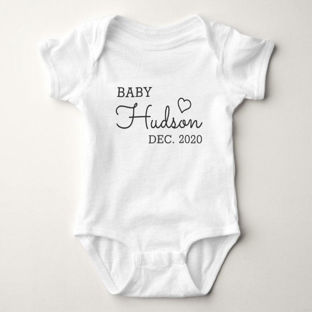 Personalized Baby Name Announcement Baby Bodysuit (Front)