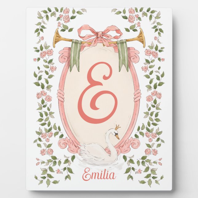 Personalized Baby Name Display Princess Swan Plaque (Front)