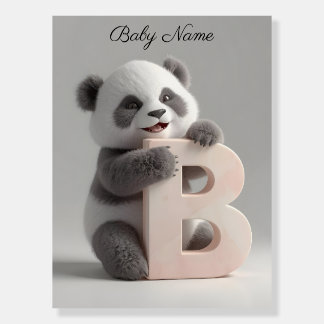 Personalized Baby Name Initial Poster – Cute Bear