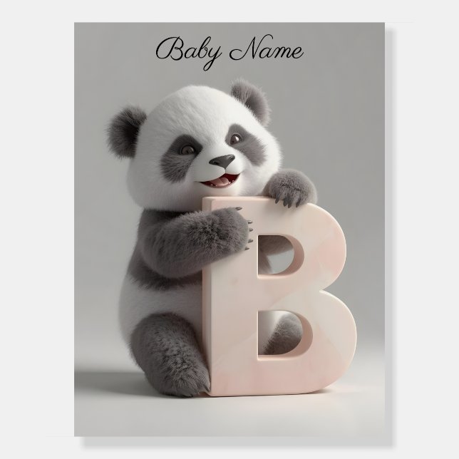 Personalized Baby Name Initial Poster – Cute Bear  (Front)