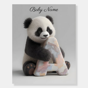 Personalized Baby Name Initial Poster – Cute Panda
