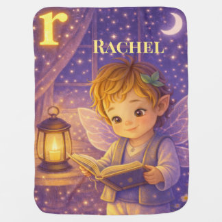 Personalized Baby Name Letter R Reading Fairy Gift Blanket