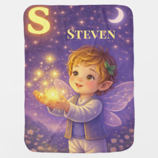 Personalized Baby Name Letter S Sparkle Fairy Gift Blanket