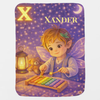 Personalized Baby Name Letter X Xylophone Fairy Blanket