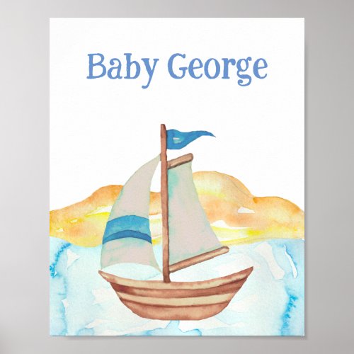Personalized baby name marine nautical  poster
