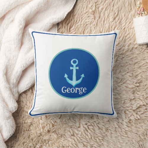 Personalized baby name marine theme nautical  throw pillow
