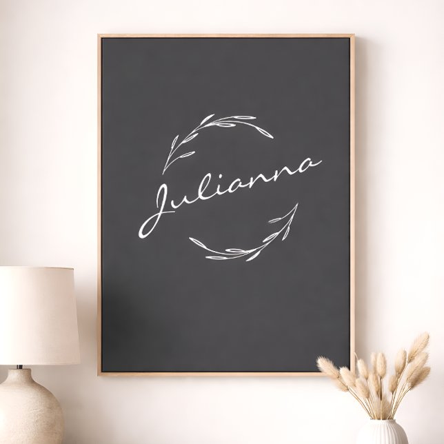 Personalized Baby Name Nursery Botanical Wreath Poster (Creator Uploaded)