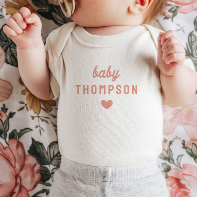 Personalized Baby Name Pink Heart Announcement  Baby Bodysuit (Creator Uploaded)