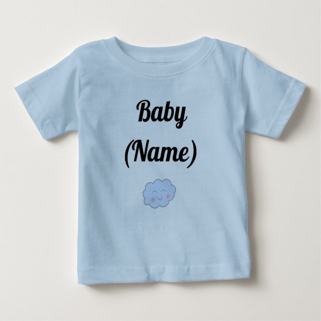 Personalized Baby Name Smiling Cloud Baby T-Shirt (Front)