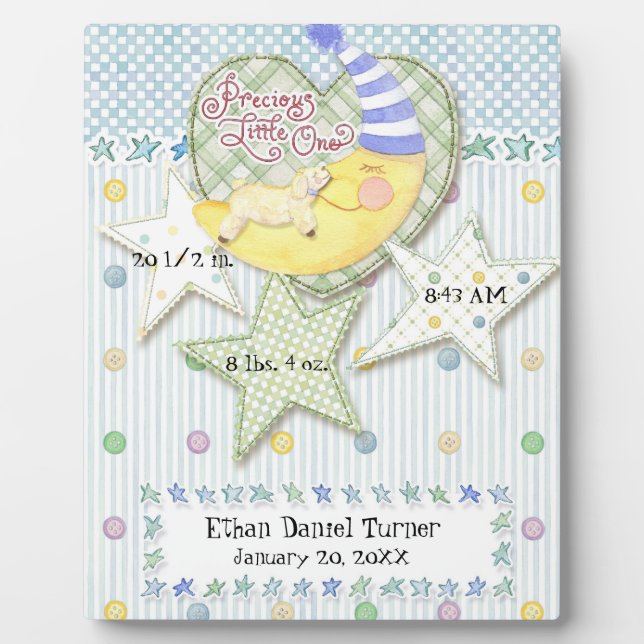 Personalized Baby Name Wall Nursery Art for Boy Plaque (Front)