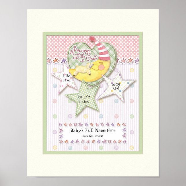 Personalized Baby Name Wall Nursery Art for Girl Poster (Front)