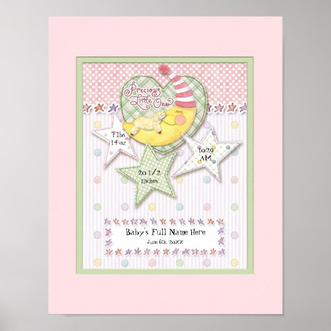 Personalized Baby Name Wall Nursery Art for Girl Poster (Front)