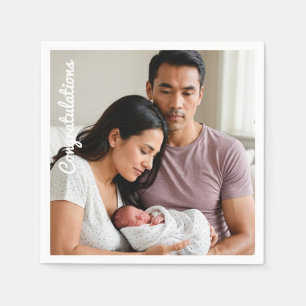 Personalized Baby Newborn Party Custom photo name Napkins