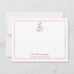 Personalized Baby Note Cards Pink Duck Nursery