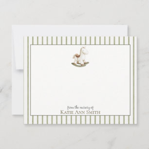 Personalized Baby Note Cards Rocking Horse Nursery