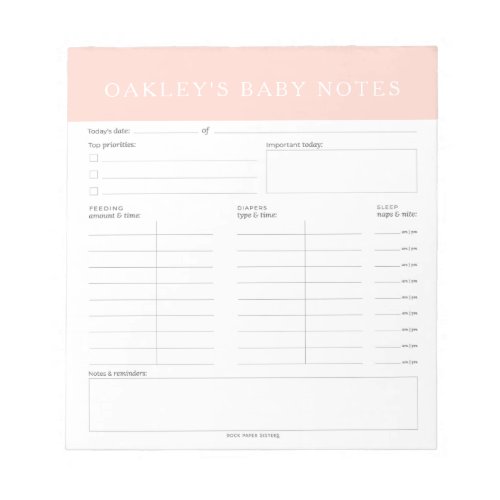 Personalized Baby Notes Notepad