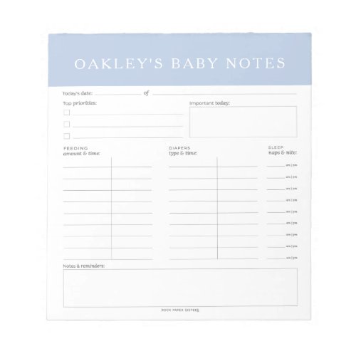 Personalized Baby Notes Notepad