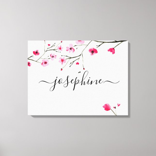 Personalized Baby Nursery Name Cherry blossom art Canvas Print (Front)