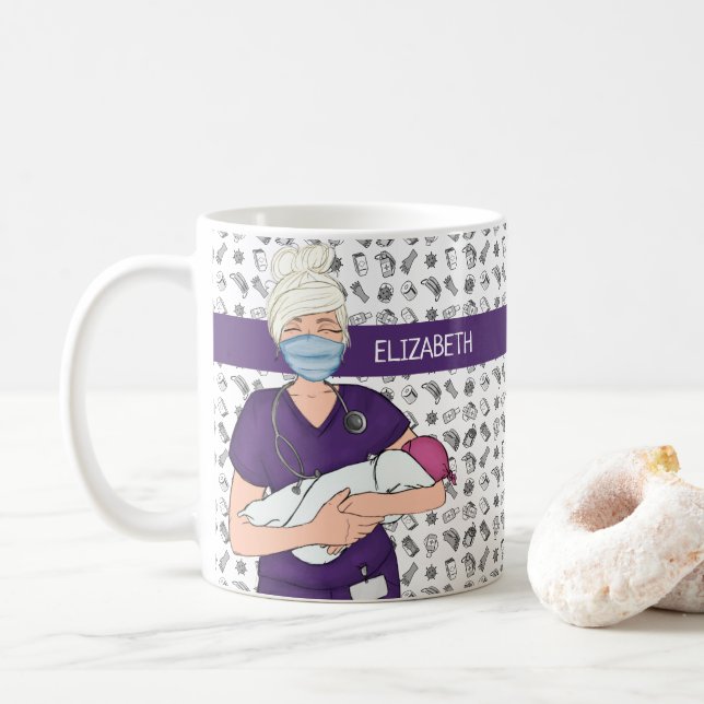 Personalized Baby OB/GYN Nurse Coffee Mug (With Donut)
