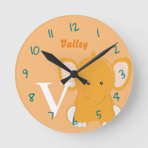 Personalized Baby Orange Round Clock