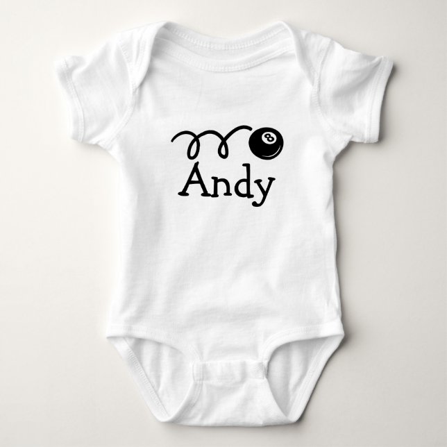 Personalized baby outfit with pool eight ball baby bodysuit (Front)