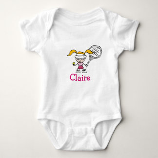 Personalized baby outfit with tennis girl cartoon baby bodysuit