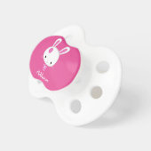 Personalized Baby Pacifiers With Cute Pink Bunny (Front Right)