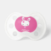 Personalized Baby Pacifiers With Cute Pink Bunny (Front)