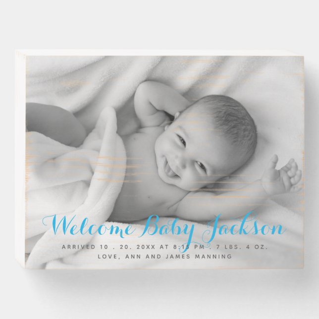 Personalized Baby Photo And Name Nursery Wooden Box Sign (Front Horizontal)