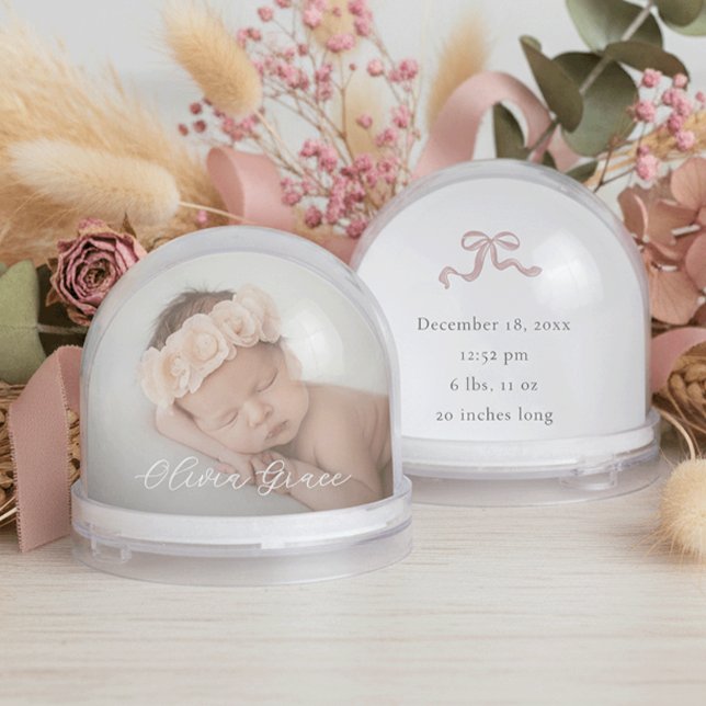 Personalized Baby Photo & Birth Stats Snow Globe (Creator Uploaded)