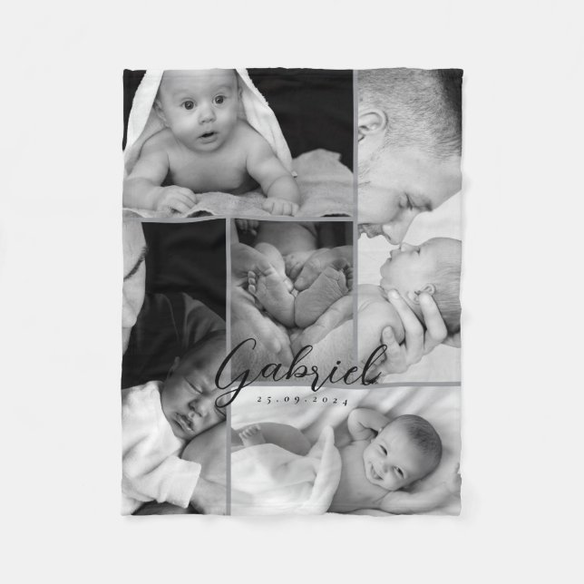 Personalized Baby Photo Blanket Collage (Front)