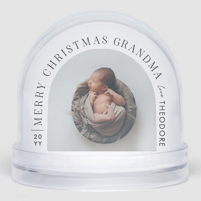 Personalized Baby Photo Christmas grandma Snow Globe (Front)