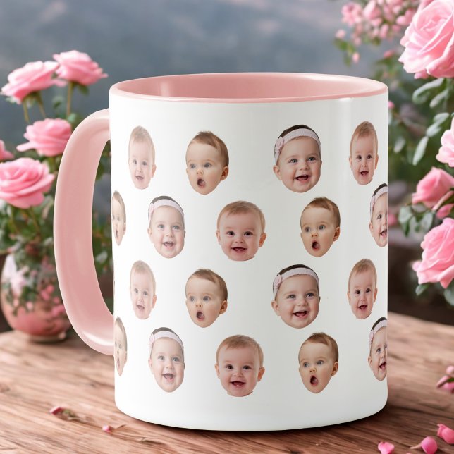 Personalized Baby Photo Coffee Mug, 3 Faces Mug (Creator Uploaded)